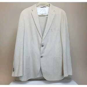 Boggi Milano Blazer Mens 54 Beige Linen Cotton Neutral B Jersey Italian Jacket